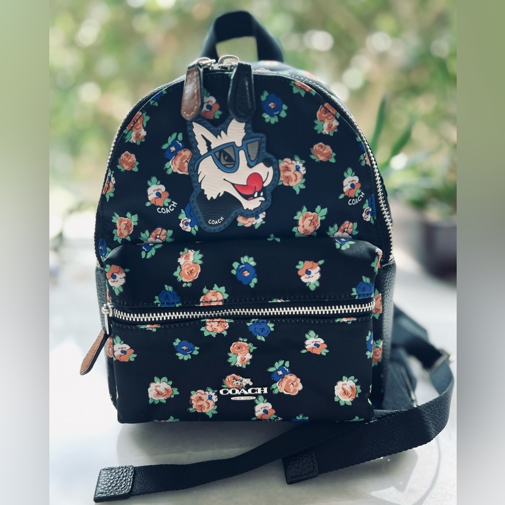 COACH Mini Charlie Nylon Backpack In Tea Rose Floral Print
